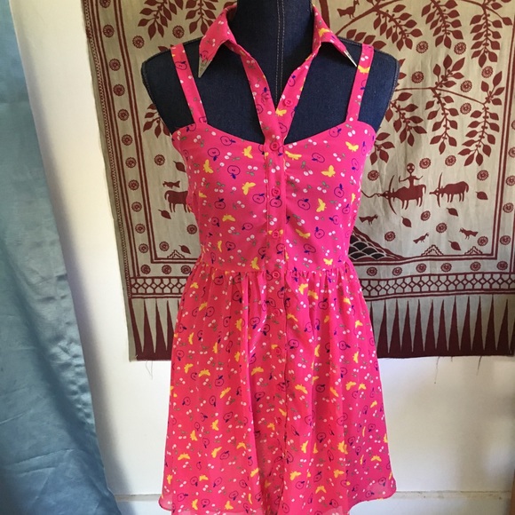 ! LF Pink Summer Dress with Collar ! - Picture 2 of 7